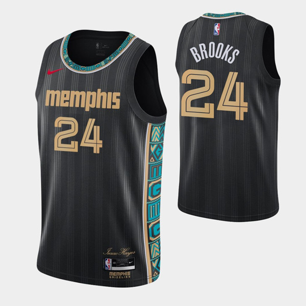 Men's Memphis Grizzlies #24 Dillon Brooks Black NBA 2020-21 City Swingman Stitched Jersey Men's Memphis Grizzlies #24 Dillon Brooks Black NBA 2020-21 City Swingman Stitched Jersey